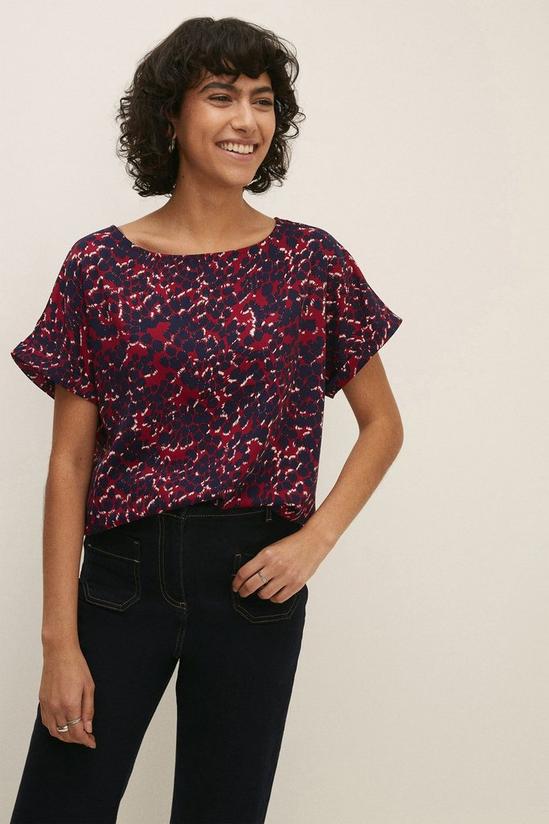 Oasis Printed Roll Sleeve Woven Blouse 2
