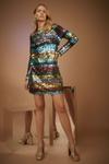 Oasis Rainbow Stripe Sequin Long Sleeve Dress thumbnail 2