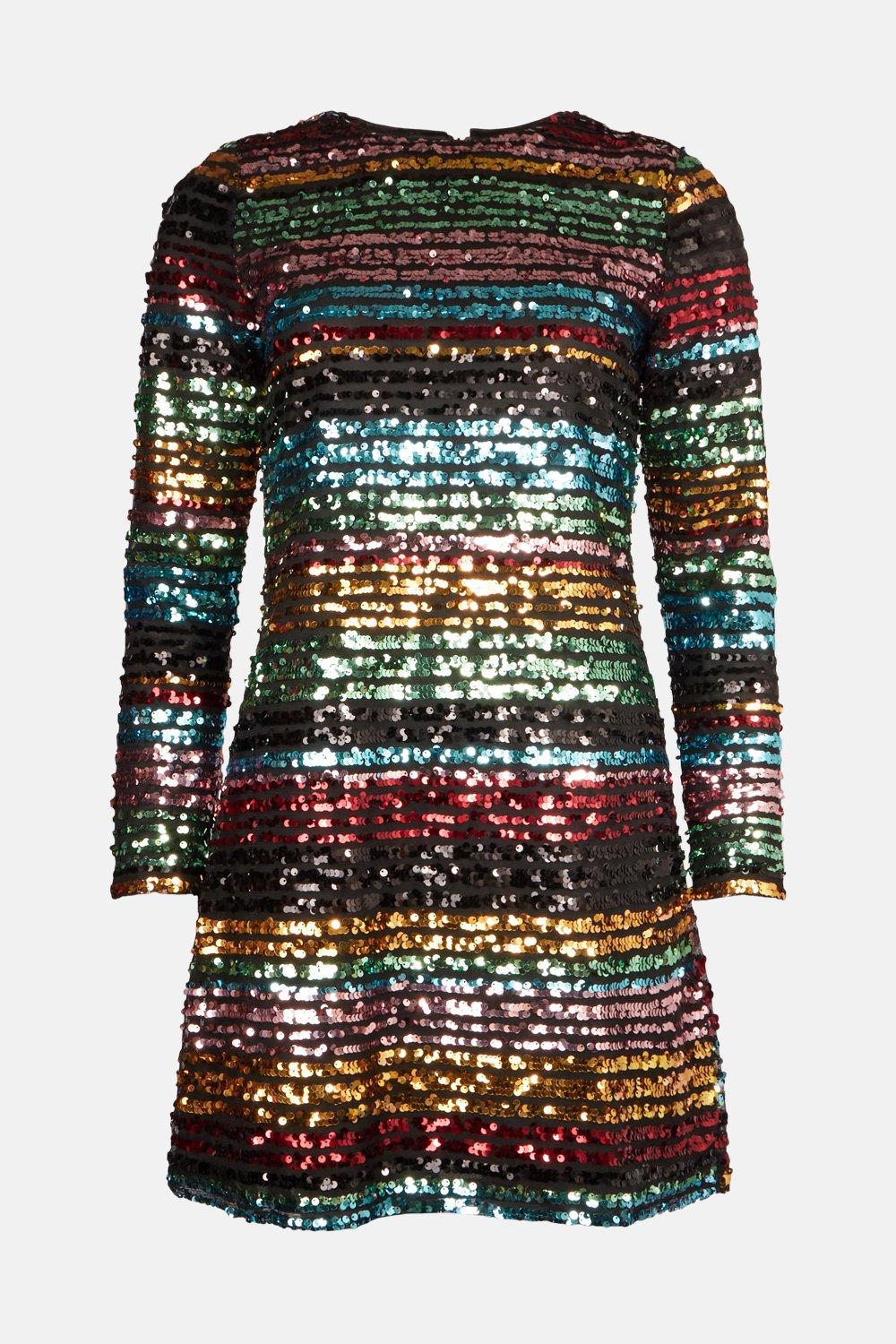 Long sleeve store rainbow sequin dress