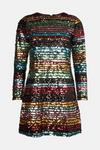 Oasis Rainbow Stripe Sequin Long Sleeve Dress thumbnail 4