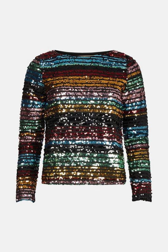 Oasis Rainbow Stripe Sequin Top 4