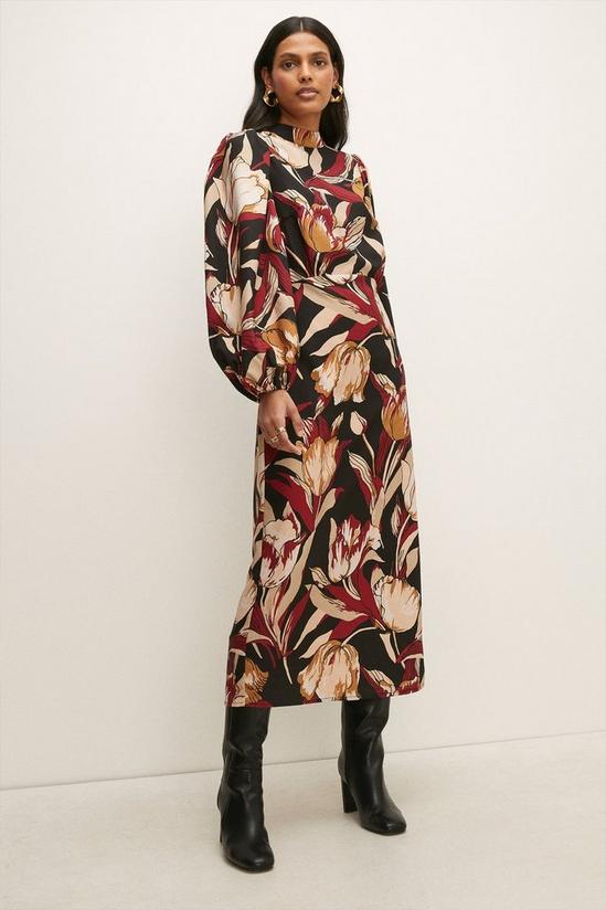Oasis Tulip Printed Blouson Sleeve Midi Dress 2