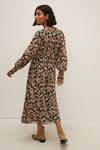 Oasis Foil Rose Printed Shirred Cuff Midi Dress thumbnail 3