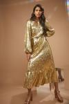 Oasis Gold Sequin Keyhole Blouson Midi Dress thumbnail 2