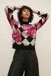 Oasis Floral Check High Neck Jumper thumbnail 1