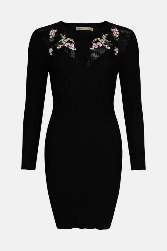 Oasis Embroidered Rib Knitted Dress 4