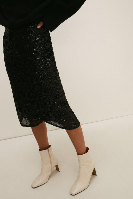 Oasis Sequin Wrap Ruched Side Midi Skirt 1