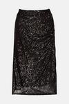 Oasis Sequin Wrap Ruched Side Midi Skirt thumbnail 4