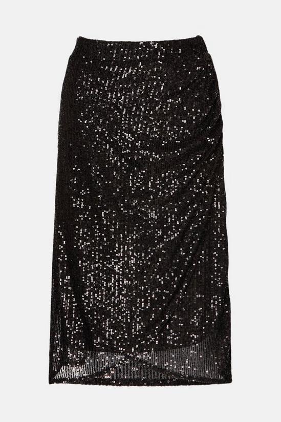 Oasis Sequin Wrap Ruched Side Midi Skirt 4