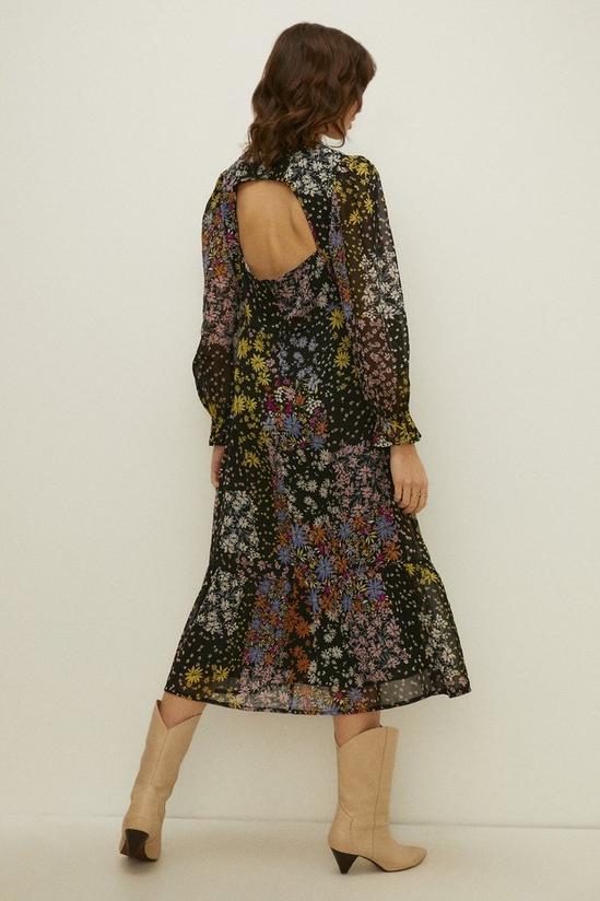 Oasis Patchwork 70's Floral Print V Neck Midi Dress 3
