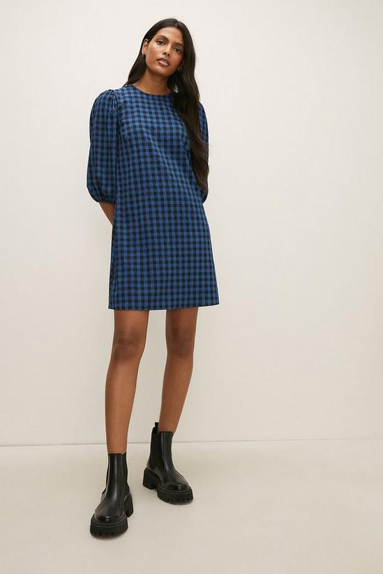 Oasis Gingham Check Puff Sleeve Aline Dress 2