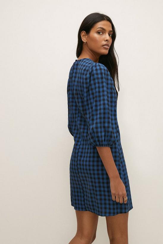Oasis Gingham Check Puff Sleeve Aline Dress 3
