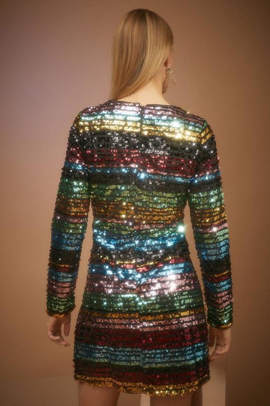 Oasis Petite Rainbow Stripe Sequin Mini Dress 3