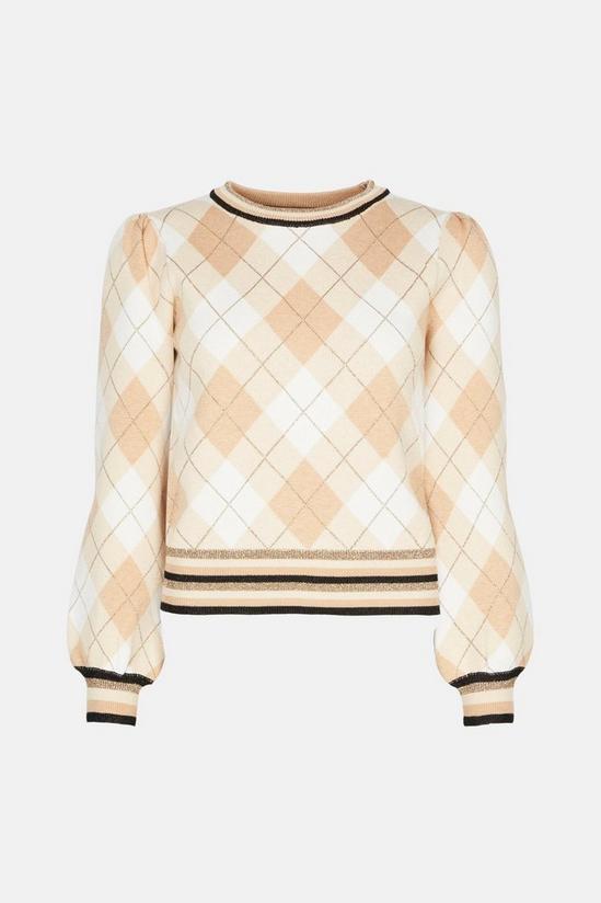 Oasis Tipped Argyle Crew Jumper 4