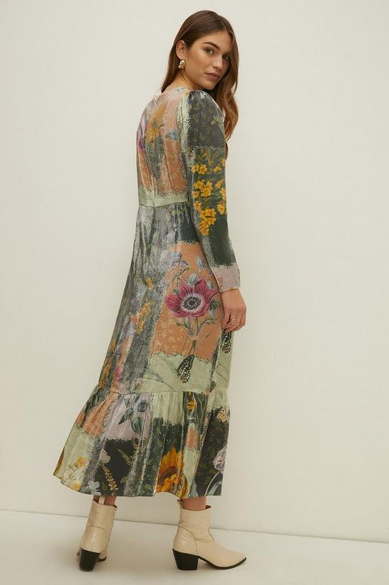 Oasis Shimmer Patch Floral Flute Sleeve Maxi Dress 3
