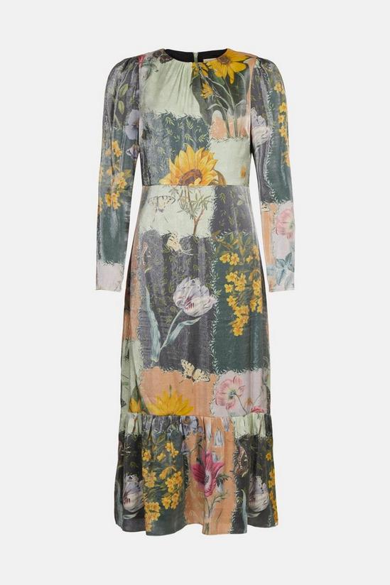 Oasis Shimmer Patch Floral Flute Sleeve Maxi Dress 4