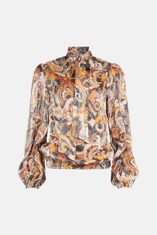 Oasis Shimmer Paisley Print Tie Neck Blouse 4