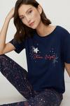 Oasis Slogan Embroidered Sequin Star Pyjama Set thumbnail 1