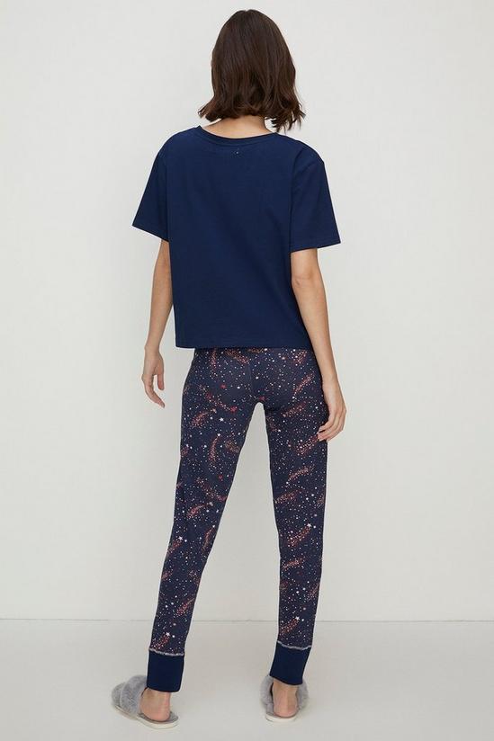 Oasis Slogan Embroidered Sequin Star Pyjama Set 3
