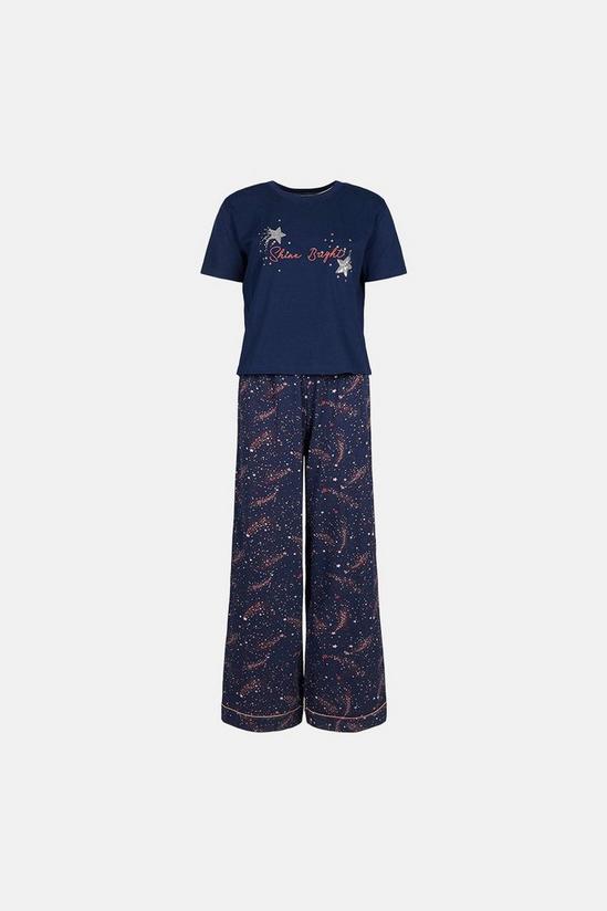 Oasis Slogan Embroidered Sequin Star Pyjama Set 4