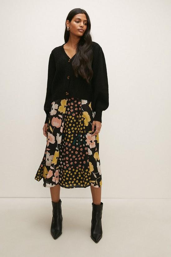 Oasis Mixed Scale Floral Pleated Midi Skirt 2