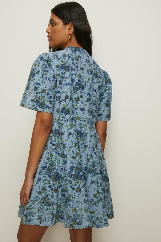 Oasis Short Sleeved Pintuck Printed Mini Dress 3