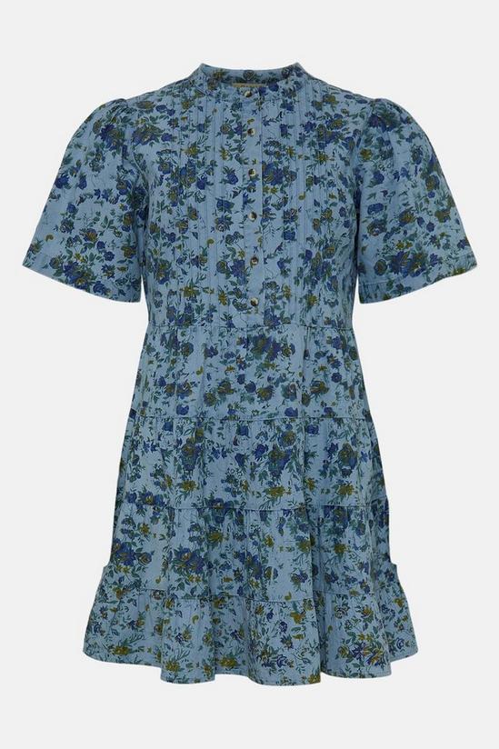 Oasis Short Sleeved Pintuck Printed Mini Dress 4