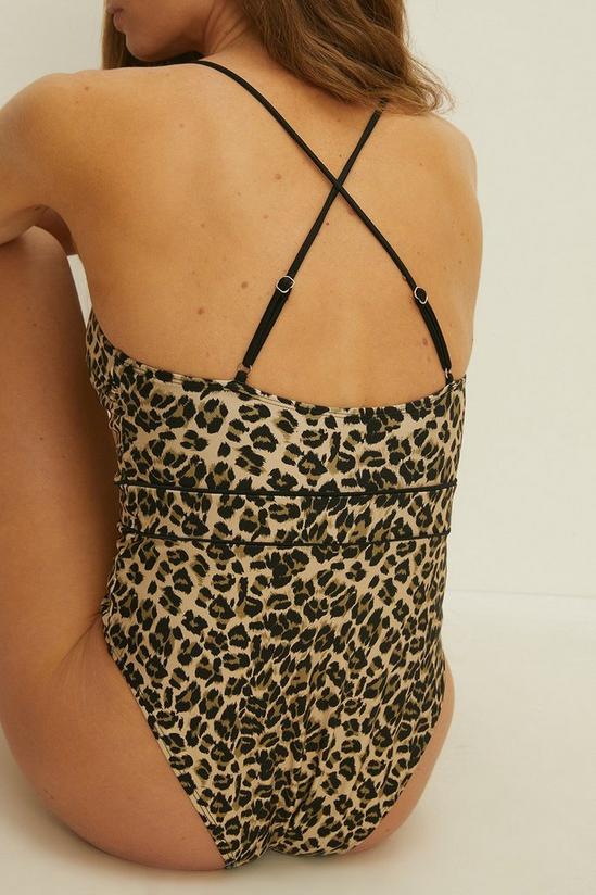 Oasis Shiny Leopard Print Contrast Swimsuit 3