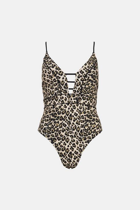 Oasis Shiny Leopard Print Contrast Swimsuit 4