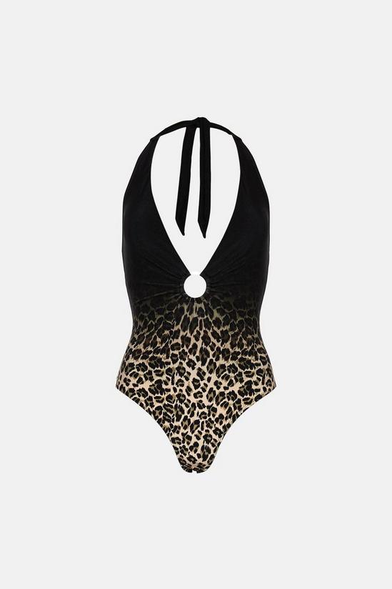 Oasis Shiny Ombre Leopard Print Plunge Swimsuit 4