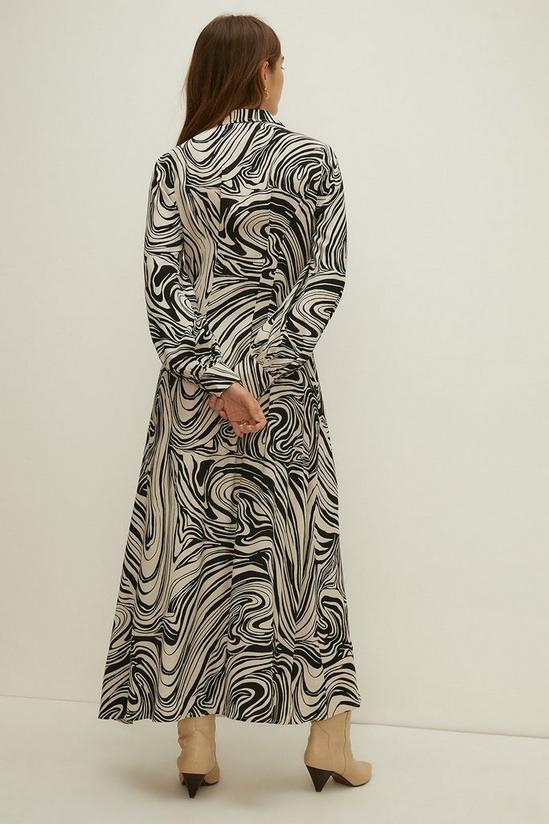 Oasis Mono Swirl Print Seam Detail Midi Shirt Dress 3