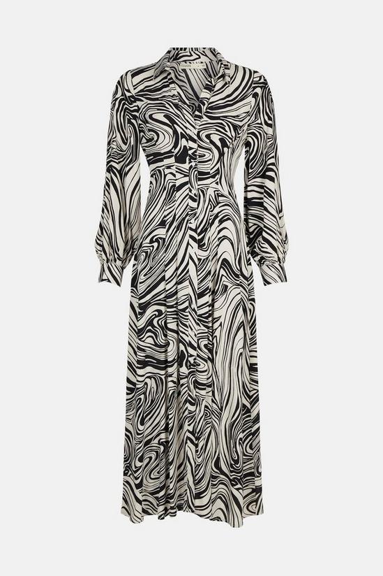 Oasis Mono Swirl Print Seam Detail Midi Shirt Dress 4