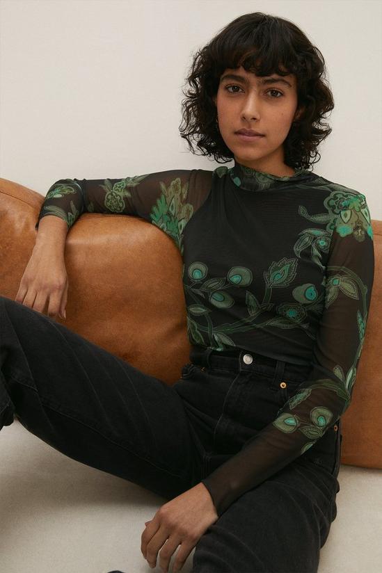 Oasis Paisley Mesh Funnel Neck Top 2