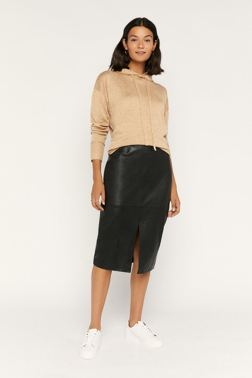 Faux leather pencil skirt hotsell front split