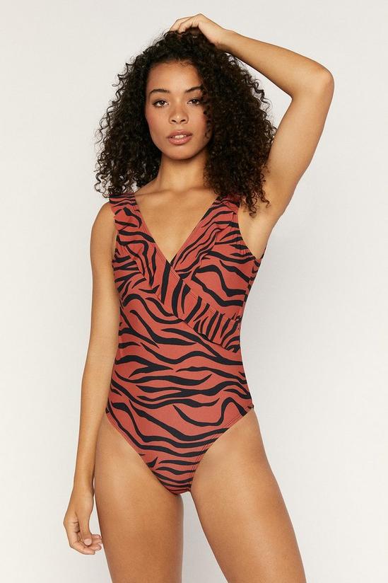 Oasis Tiger Ruffle Wrap Swimsuit 1