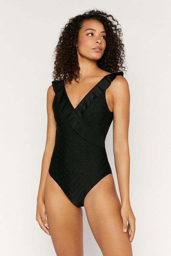Oasis Broderie Ruffle Wrap Swimsuit 1