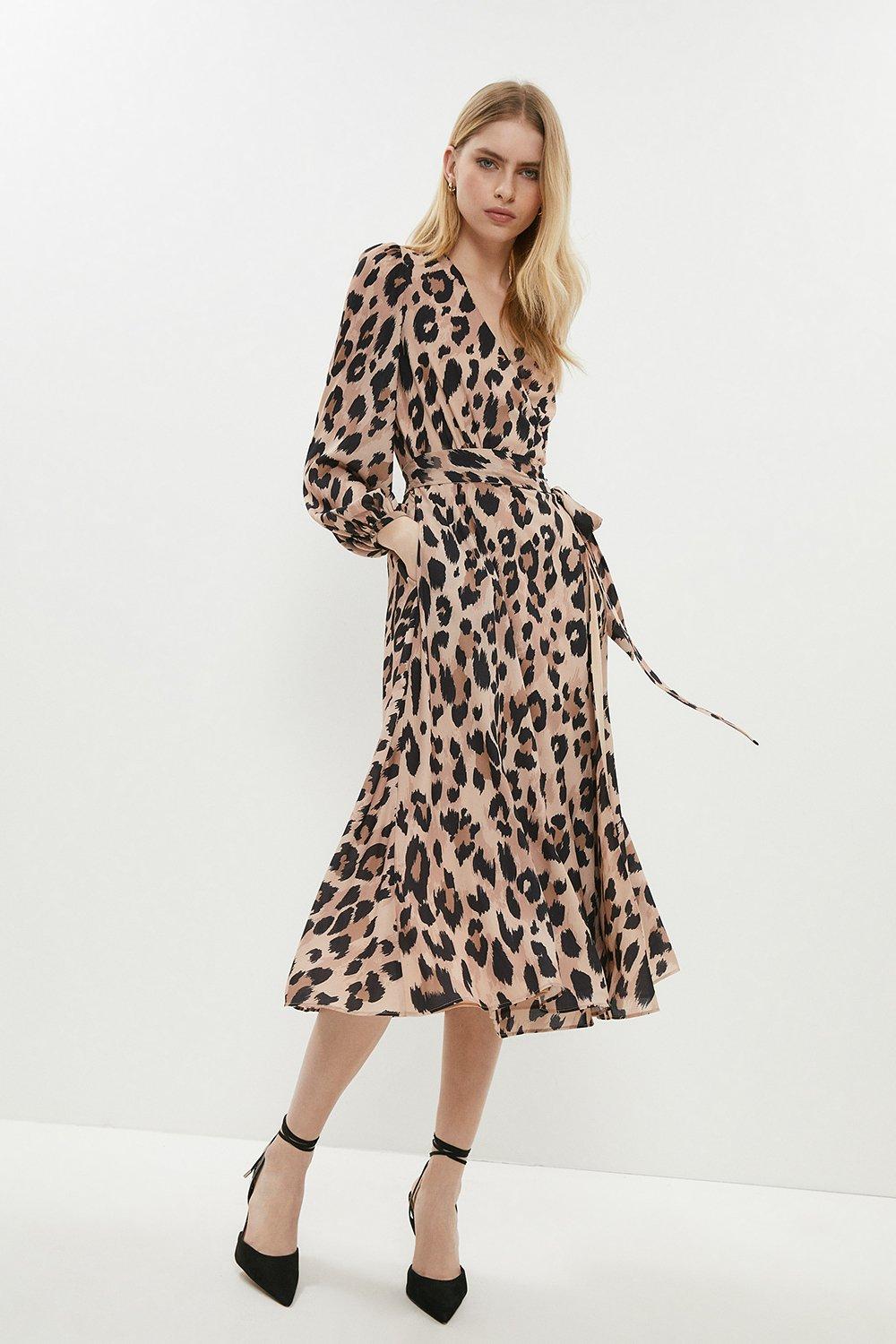 Leopard print best sale wrap dress