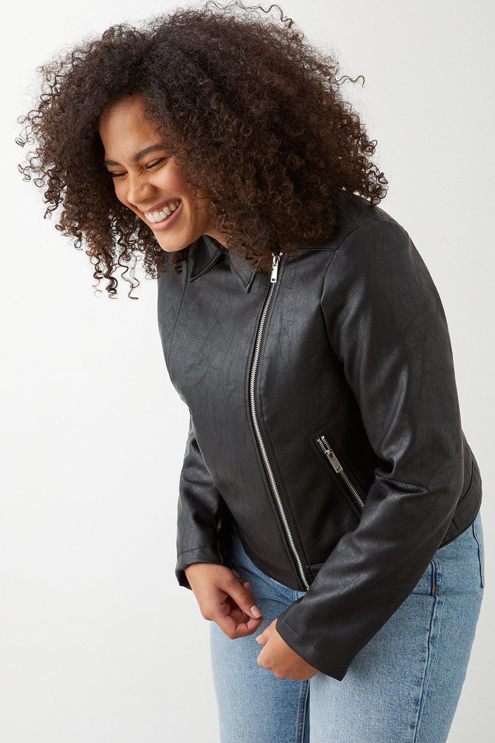 Jackets Coats Curve Faux Leather Biker Jacket Dorothy Perkins