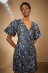 Oasis Blue Floral Jacquard Aline Dress thumbnail 1