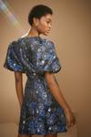 Oasis Blue Floral Jacquard Aline Dress thumbnail 3