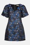 Oasis Blue Floral Jacquard Aline Dress thumbnail 4