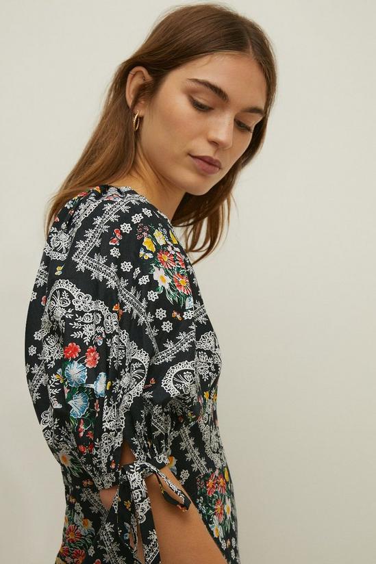 Oasis Floral Print Tie Sleeve Midi Dress 2