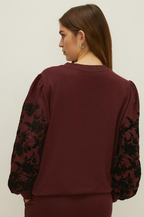 Oasis Floral Flocked Sleeve Sweatshirt 3
