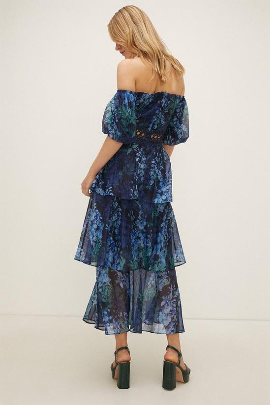 Oasis Wysteria Floral Tiered Organza Bardot Midi Dress 3