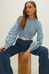 Oasis Broderie Sleeve Woven Mix Jersey Top thumbnail 1