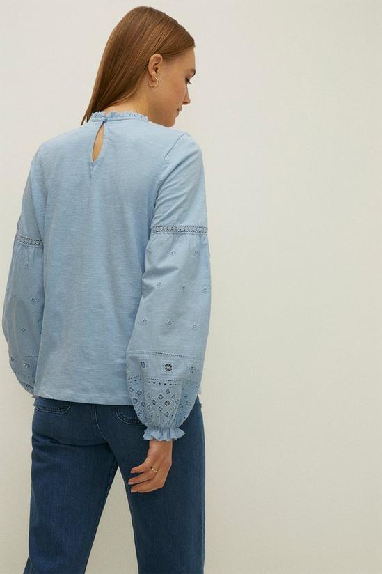 Oasis Broderie Sleeve Woven Mix Jersey Top 3