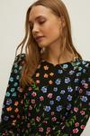 Oasis Patchwork Floral Puff Sleeve Skater Dress thumbnail 2