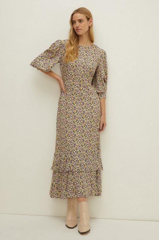 Oasis Petite Floral Printed 3/4 Sleeve Midi Dress 1