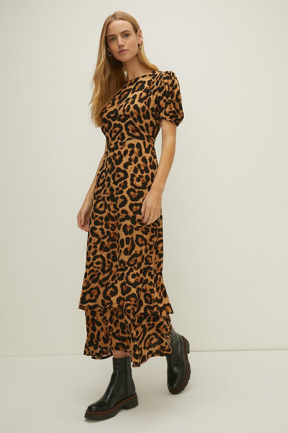 Oasis leopard deals print midi dress