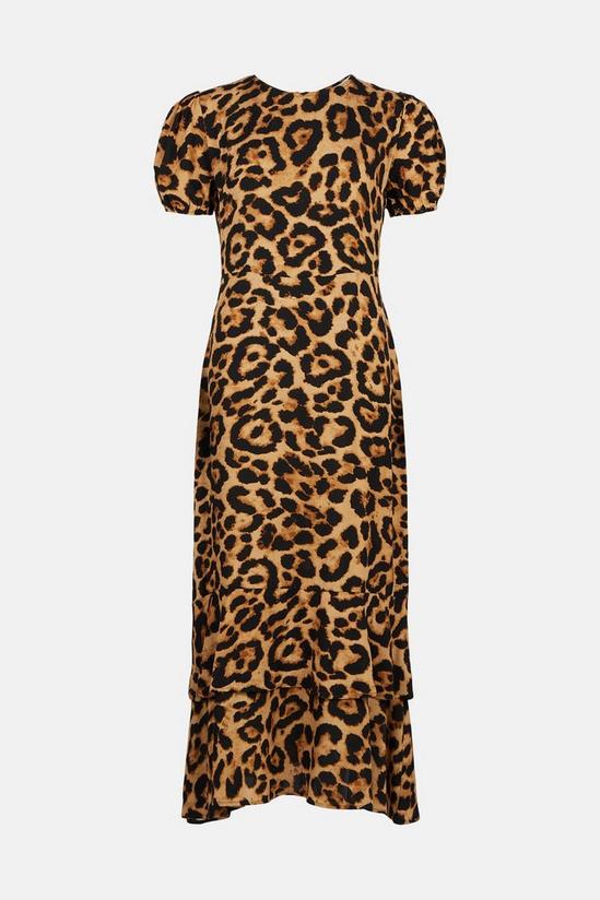 Oasis Animal Printed Puff Sleeve Midi Dress 4